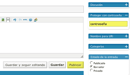 Guardar como con contraseña y privada