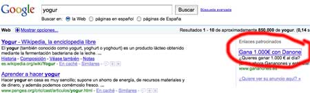 Yogur en Google